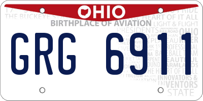 OH license plate GRG6911