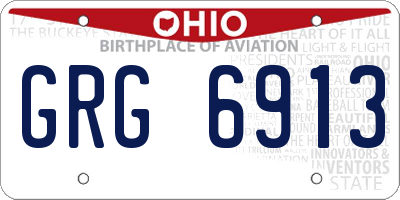 OH license plate GRG6913