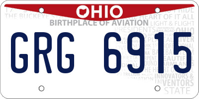 OH license plate GRG6915