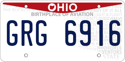 OH license plate GRG6916