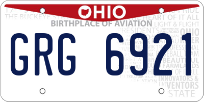 OH license plate GRG6921