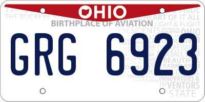 OH license plate GRG6923