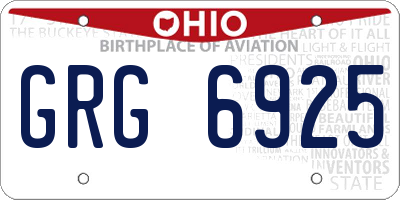 OH license plate GRG6925
