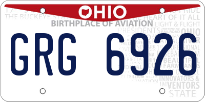 OH license plate GRG6926