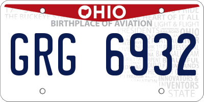 OH license plate GRG6932