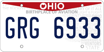 OH license plate GRG6933
