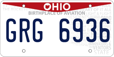 OH license plate GRG6936