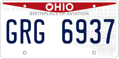 OH license plate GRG6937