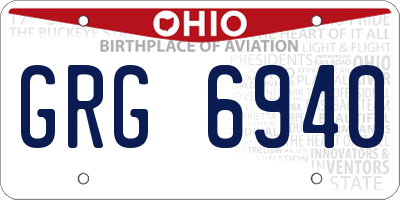 OH license plate GRG6940