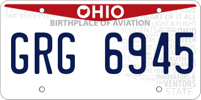 OH license plate GRG6945