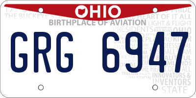 OH license plate GRG6947