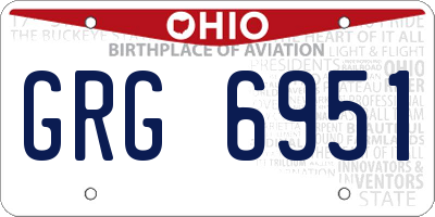OH license plate GRG6951