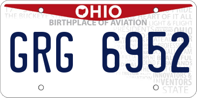 OH license plate GRG6952