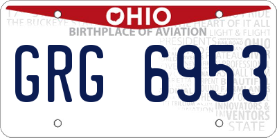 OH license plate GRG6953