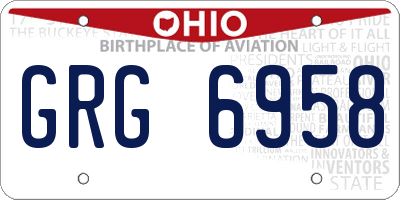 OH license plate GRG6958