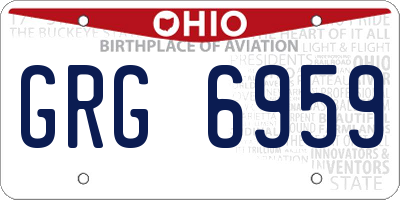 OH license plate GRG6959