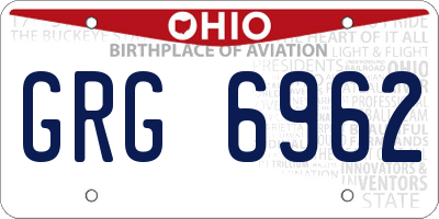 OH license plate GRG6962