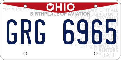 OH license plate GRG6965