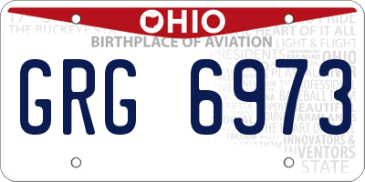 OH license plate GRG6973
