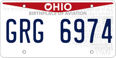 OH license plate GRG6974