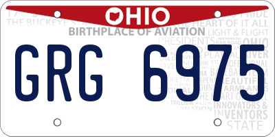 OH license plate GRG6975