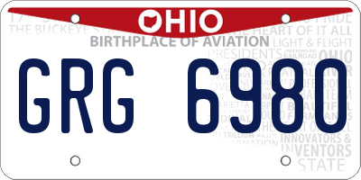 OH license plate GRG6980