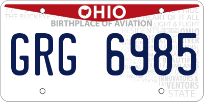 OH license plate GRG6985