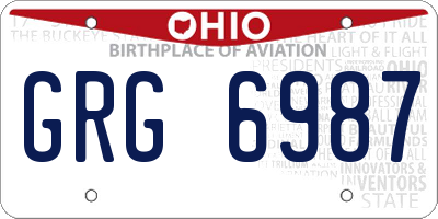OH license plate GRG6987