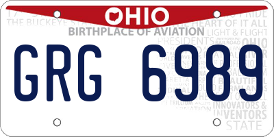 OH license plate GRG6989