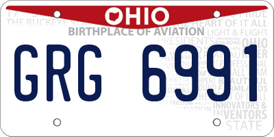 OH license plate GRG6991