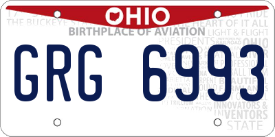 OH license plate GRG6993