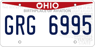OH license plate GRG6995