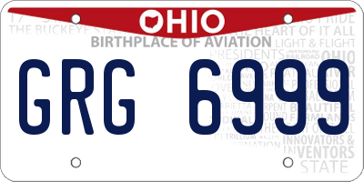 OH license plate GRG6999