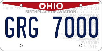 OH license plate GRG7000