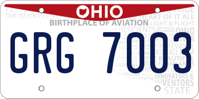 OH license plate GRG7003