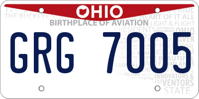 OH license plate GRG7005