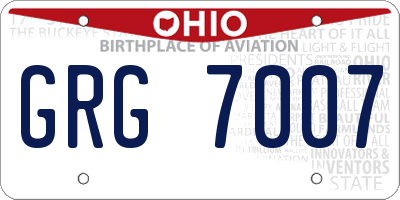 OH license plate GRG7007