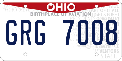 OH license plate GRG7008