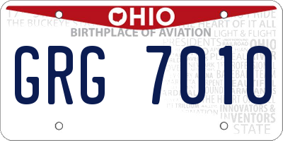 OH license plate GRG7010