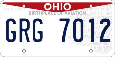 OH license plate GRG7012