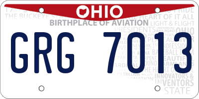 OH license plate GRG7013