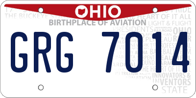OH license plate GRG7014