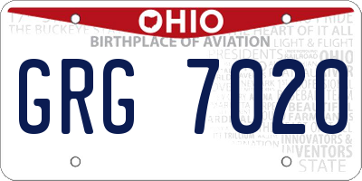 OH license plate GRG7020