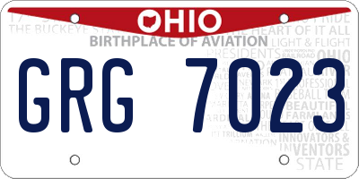 OH license plate GRG7023