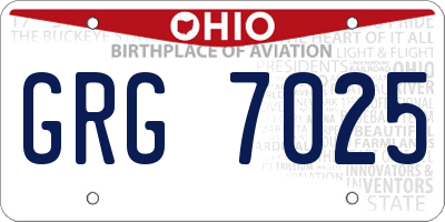 OH license plate GRG7025