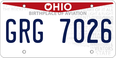 OH license plate GRG7026