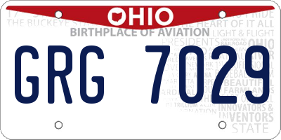OH license plate GRG7029