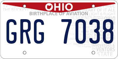 OH license plate GRG7038