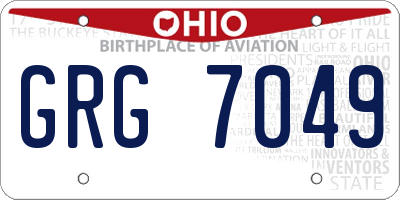 OH license plate GRG7049