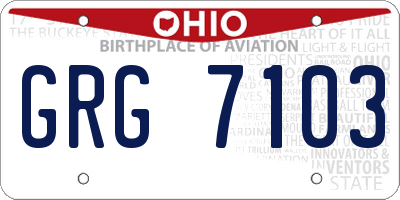 OH license plate GRG7103